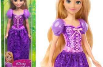Mattel Disney Princess Rapunzel Doll, Tangled in Signature Clothing, Collectible Fashion, Poseable with Blonde Hair, Tiara Crown, Accessories, Toys for Ages 3 and Up, HLW03