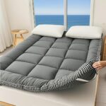 Mattress Toppers – Thicken Soft Sleeping Mattress, Breathable Pillow Top Mattress Pad for Back Pain Relief (Gray, Double)