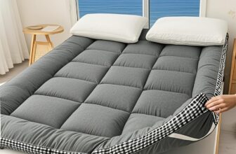 Mattress Toppers – Thicken Soft Sleeping Mattress, Breathable Pillow Top Mattress Pad for Back Pain Relief (Gray, Double)