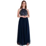 Maya Deluxe Womens Womens Ladies Bridesmaid Maxi Dress Halter Neck Sequin Embellished Prom Graduation Wedding Bridesmaid Dress Size 10