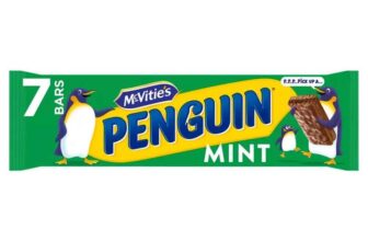 McVities Penguin Mint Biscuit Bar 7 x 24.6g, 172g (95p /85p on S&S)