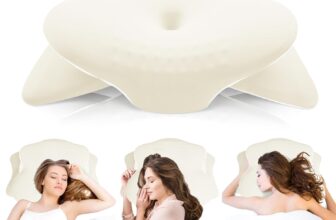 Memory Foam Pillow – Cervical Pillows for Neck and Shoulder, Ergonomic Neck Support Pillow with Washable Cooling Ice Silk Cover for Side Back Stomach Sleepers, Beige