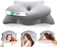 Memory Foam Pillow – Cervical Pillows for Neck and Shoulder, Ergonomic Neck Support Pillow with Washable Cooling Ice Silk Cover for Side Back Stomach Sleepers, Grey
