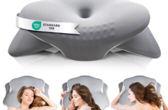 Memory Foam Pillow – Cervical Pillows for Neck and Shoulder, Ergonomic Neck Support Pillow with Washable Cooling Ice Silk Cover for Side Back Stomach Sleepers, Grey
