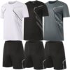 MenS Tracksuit 2 Piece Sports Gym T Shirt & Short Set Fashion Jogging Sweatsuits Wicking Quick Drying Soft Training Tracksuit Workout Fitness Running Sweat-Suits Sportswear Set M-5Xl