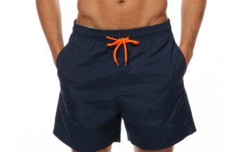 Mens Quick-Dry Board Shorts with Mesh Lining and 3 Pockets