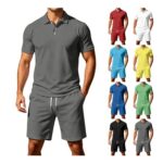 Mens Shorts and T Shirt Co Ord Sets Polo Collar 2 Pieces