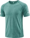 Mens Sports T Shirt Crew Neck Short Sleeve Quick Dry UV Sun Protection Moisture Wicking Breathable Reflective Running Top for Workout Training Gym Fitness