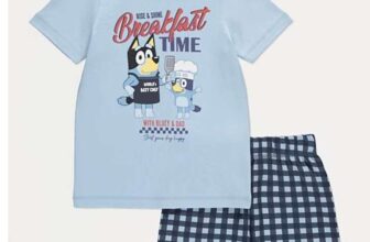 Mens Summer Pyjamas Sets – Bluey Breakfast sizes XS – 4XL /Bluey football/ Mr Men Dad. Free C&C