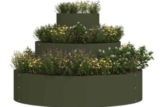 Metal Planter Steel/olive Green Steel 90 Cm Modular