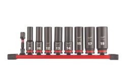 Milwaukee SHOCKWAVE 3/8 Drive Impact Deep Socket Rail Set 9 Pieces