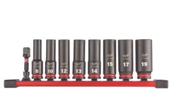 Milwaukee SHOCKWAVE 3/8 Drive Impact Deep Socket Rail Set 9 Pieces