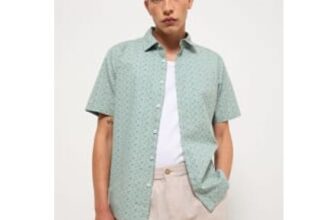 Mint Palm Tree Short Sleeve Shirt
