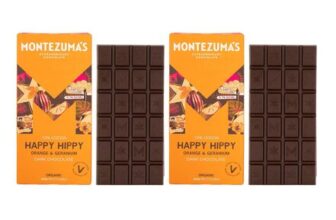 Montezumas Happy Hippy, 74% Cocoa, Dark Chocolate with Orange & Geranium