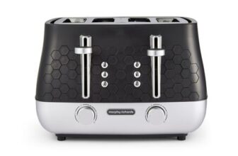 Morphy Richards Cassini 4-Slice Toaster, 6 Power Levels, Black