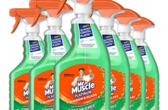 Mr Muscle Platinum Window & Glass Cleaner Spray, Pack of 6 (6 X 750ml)