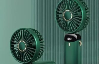N15 Portable Hand Held Fan,USB Rechargeable with 5 Speeds Battery OperatedFoldable Desktop with LED Display (Green)