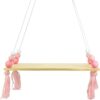 N/A OLRWSLG Wall Hanging Shelf Swing Rope Floating Shelves Wooden Display Hanging Plant Shelf Nordic Display Shelves Wall Mounted String Hanging Shelves for Bedroom Living Room Bathroom, Pink