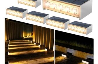 NATPOW 6-Pack Solar Stair Lights, Warm White, Outdoor IP65