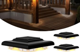 NATPOW Solar Post Cap Lights, Solar Post Lights Outdoor Garden, Warm White & Cool White, Waterproof, Auto On/Off Post Cap Lamp Waterproof for Wooden Posts, Park Patio(6 Pack)