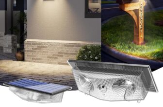 NATPOW Solar Wall Lights Outdoor Garden, Solar Fence Lights Warm &Cool White, 3 Mode Auto On/Off Outdoor Lights for Patio/Backyard/Porch/Pool Summer Evenings Decorations(4Packs)