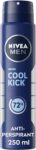 NIVEA MEN Cool Kick Spray Anti-Perspirant (250ml), Deodorant Spray for 72H Protection, Mens Sweat Block Aerosol with Cool-Care Formula, Prevents Odour and Sweat