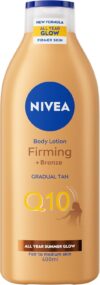 NIVEA Q10 Firming Bronze Gradual Tan Body Lotion (400 ml), Firming Cream for Bronzed Skin with Q10, Supports a Gradual Tan, Tanning Moisturiser for a Sun-Kissed Radiant Glow