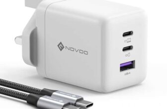 NOVOO 100W USB C Charger, GaN III Fast Charger Block with 3 Ports, PD 3.0 & PPS – Mbest EU FBA (Prime Exclusive)