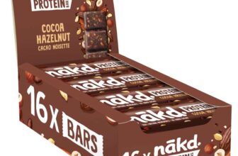 Nakd Cocoa Hazelnut Protein Bar – Vegan – Gluten Free – Healthy Snack, 45g (Pack of 16 bars)