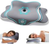 Neck Support Pillow – Contoured Cervical Pillow for Neck Comfort, Memory Foam Pillow for Side, Back and Stomach Sleepers, with Cooling Removable Pillowcase, Grey