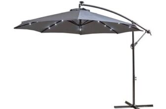 Neo 3M Banana Cantilever Parasol with LED Lights, Grey