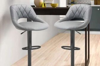 Neo Set of Two Milan Leather Bar Stools with Black Leg – Black / Grey – With Code – Sold by Neo Direct