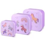 Nesting Snack Pots for Kids, Purple Unicorn Snack Boxes Pack of 3 – with Prime