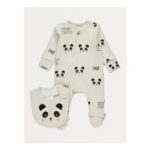 Neutral Panda Zip Fasten Sleepsuit and Bib Set