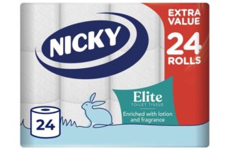 Nicky Elite Scented Toilet Tissue – 24 Rolls of White Toilet Paper, 3-ply (£6.83 – £6.11 S&S) – Prime Exclusive