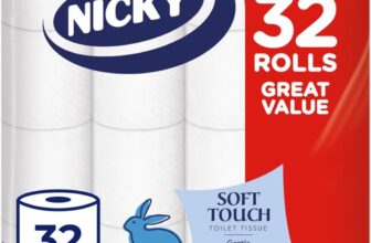 Nicky Soft Touch Toilet Tissue – 32 Rolls of Extra Gentle White Toilet Paper, 190 Sheets per Roll, 2-ply, Soft Tissue, Modern Embossing, Easy Opening, 100% FSC Certified Paper