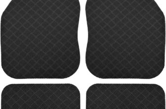 Nicoman Universal Black Car Mats with Anti-Slip, Heavy Duty Performance All Weather Protection, Trim to Fit Rubber Floor Mat Carpet for SUV, Vans, Sedans, Trucks Waterproof, Made in UK (Full Set)