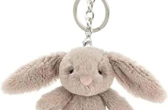 Niedlicher Plush Bunny Keyring for Backpack, 3.5-Inch Mini Rabbit Keychain as Handbag Charm Gift for Women