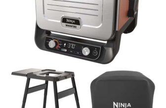 Ninja Woodfire Outdoor Oven, Artisan Pizza Maker and BBQ Smoker with Stand & Cover