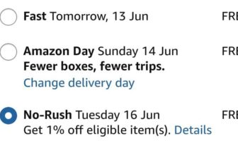 No Rush Delivery Save 1% at Amazon