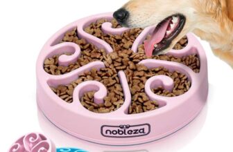 Nobleza Large Slow Feeder Pet Bowl – Anti-Gulp 20.4cm/8.03in – Pink SparkIEN / FBA (Prime Day Deal)