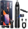 Nose Hair Trimmer for Men and Women 3-in-1, Rechargeable & Painless Dual-Edge Blades Nose Trimmer, Ear & Eyebrow & Sideburn & Facial Hair Removal Kit with IPX7, 120 Min Runtime, LED Display, Black USB