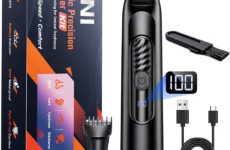Nose Hair Trimmer for Men and Women 3-in-1, Rechargeable & Painless Dual-Edge Blades Nose Trimmer, Ear & Eyebrow & Sideburn & Facial Hair Removal Kit with IPX7, 120 Min Runtime, LED Display, Black USB