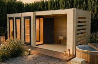 Novi Outdoor Sauna With Changing Room and Large Veranda – Free UK Delivery to Most Postcodes