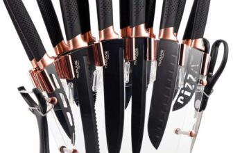 Nuovva 17-Piece Professional Kitchen Knife Set with Block – All Colours Sold By Malmo / FBA (Prime Exclusive)