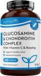 Nutravita Glucosamine and Chondroitin High Strength – 180 Capsules – 6-in-1 Complex with Vitamin C, Turmeric, Ginger & Rosehip – Glucosamine Sulphate Chondroitin Sulphate Supplements – Made in The UK