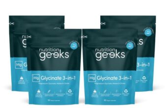 Nutrition Geeks Magnesium Glycinate 3-in-1 Complex 1800mg Supplements 360 Vegan Capsules (6 Months Supply) 384mg
