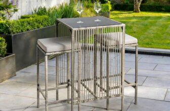 OHS Amalfi Bar Stool & Table Set – Grey