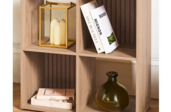 OHS Dallas 4 Cube Panel Storage Unit – Natural Wood