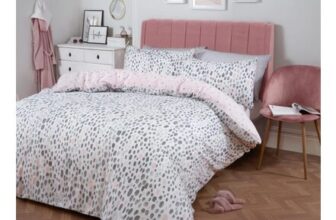 OHS Dalmatian Spots Print Duvet Cover Set – Blush/Grey